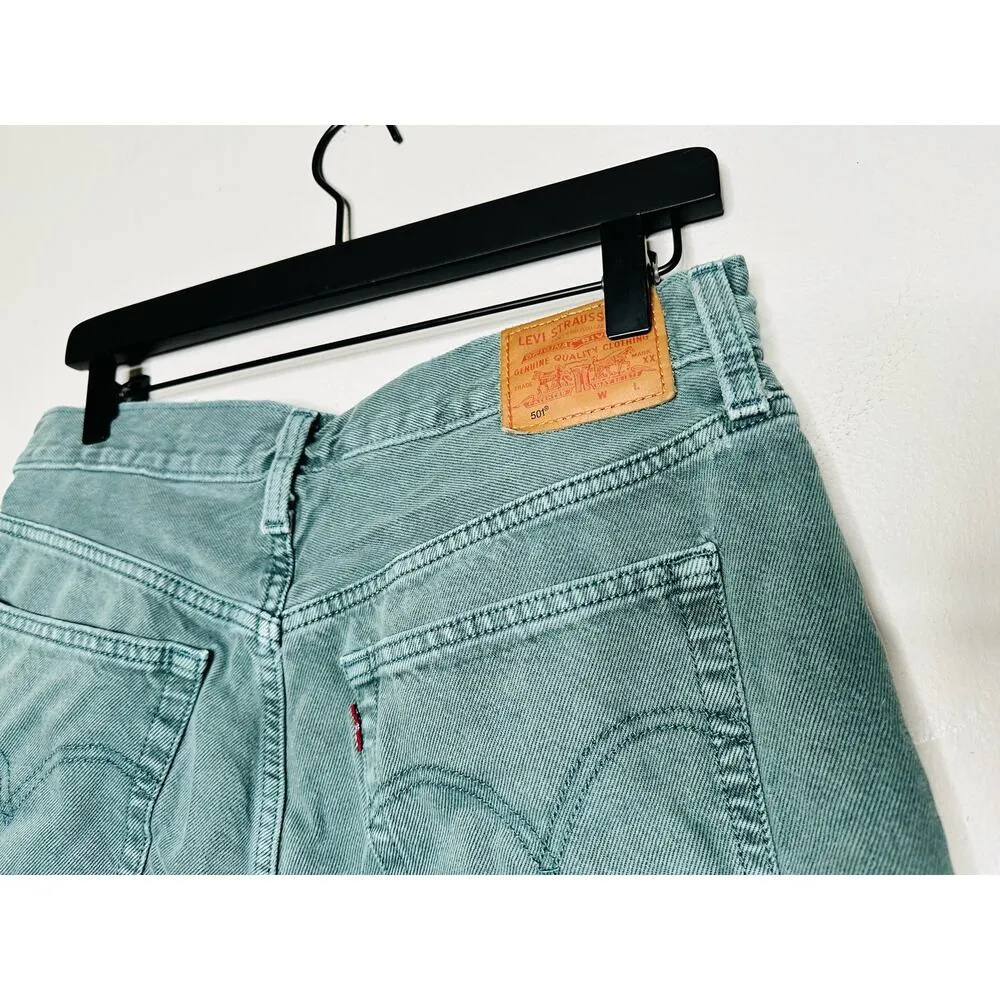 Levi's Premium 501 Original Green Misty Silver Pine Cropped Jeans Size W31 L26 - Image 12