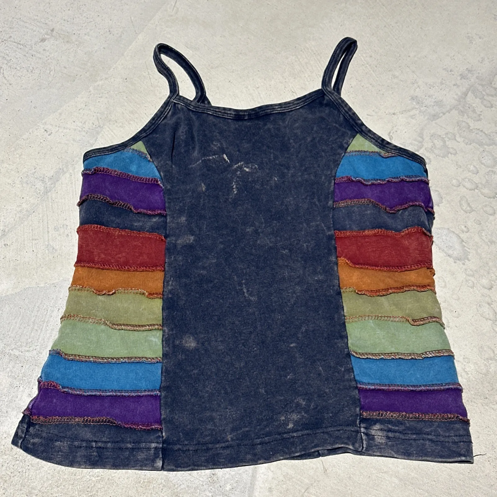 Gypsy Rose Boho Style Tank Shirt Peace Sign Women's SZ S/M Rainbow Earth Hippie - Image 7