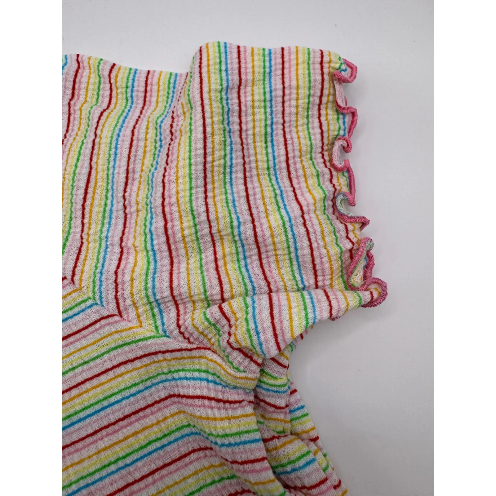 Emerson Road Pajama Set Women Large Yellow Pink‎ Striped Butterfly Sleepwear NWT - Image 5