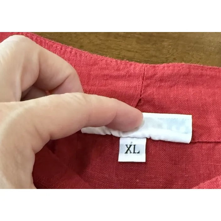 Bryn Walker Womens‎ XL Linen Red Dress USA Lagenlook Boho Travel Casual Beach - Image 5