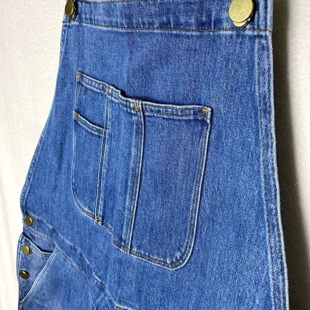 Frame Le Garcon Cutoff Denim Short Overalls Shortalls Islet Blue Large Raw Hem - Image 6