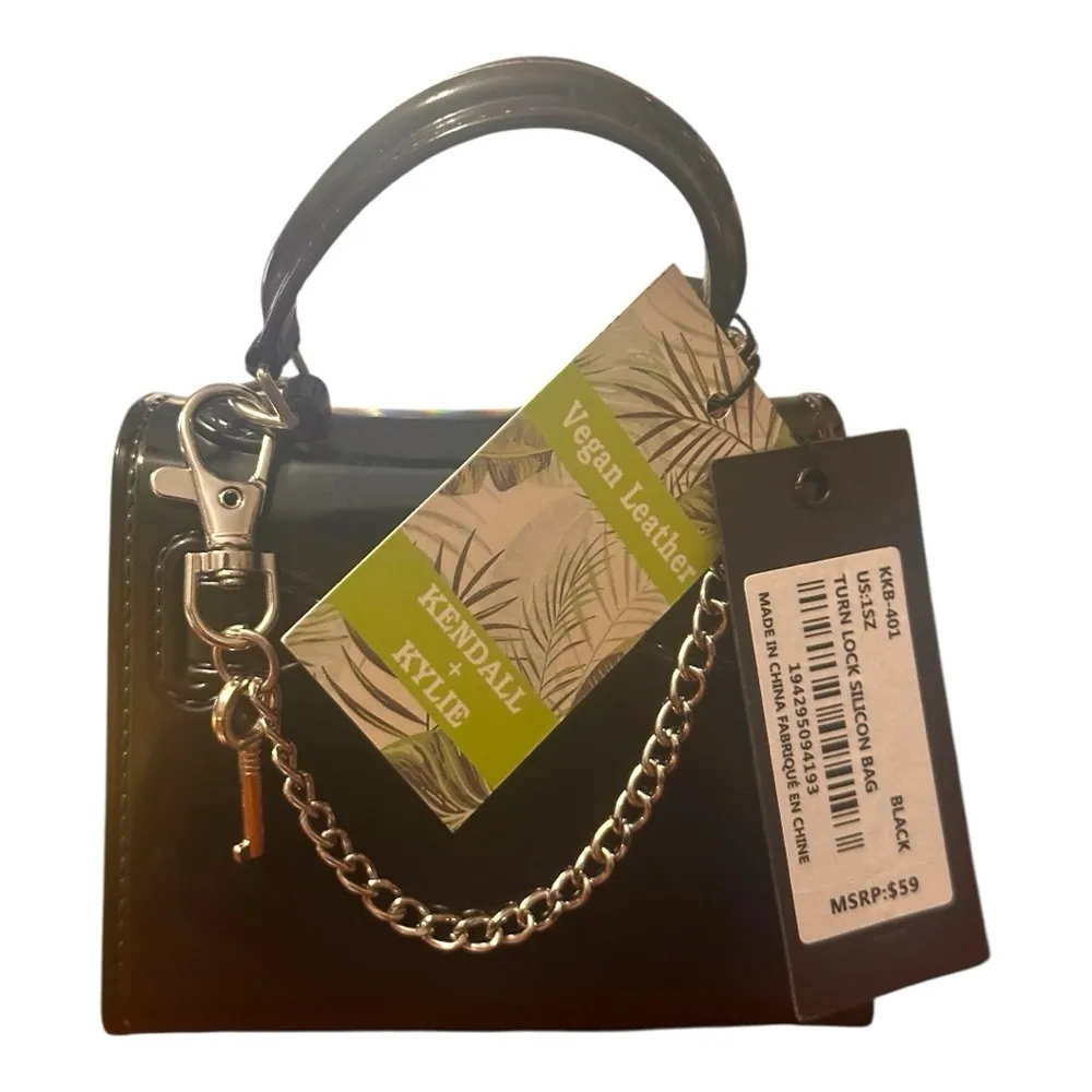 Kendall & Kylie Mini Black Handbag with Locking Lock & Key - Image 2