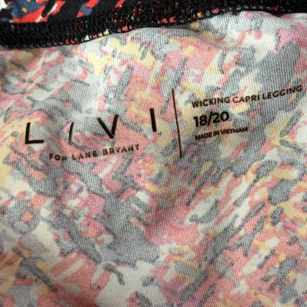 LIVI SZ 18/20 Capris Leggings Wicking Abstract Ladder Cutouts Stretch Pockets Pink - Image 6