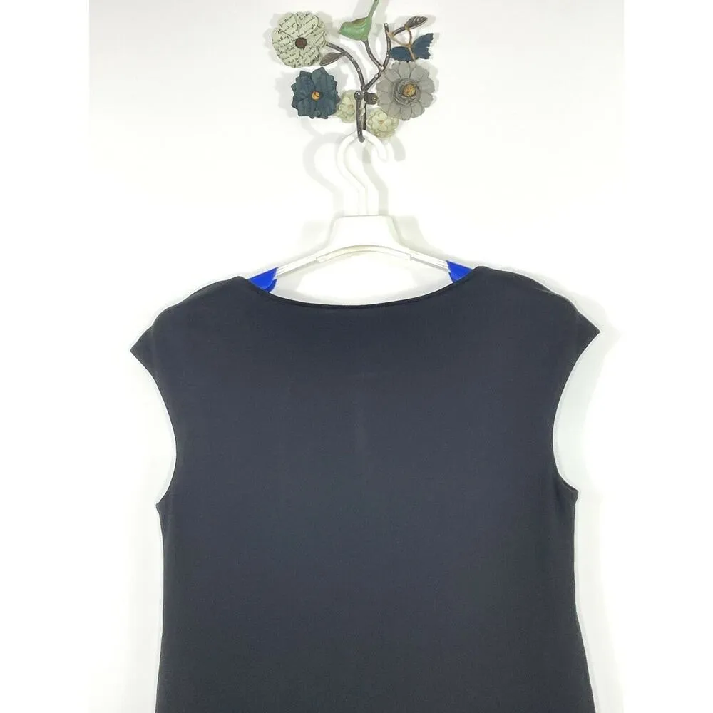 Lafayette 148 New York Black Dress Layered Sleeveless Viscose Blend Size Large - Image 4