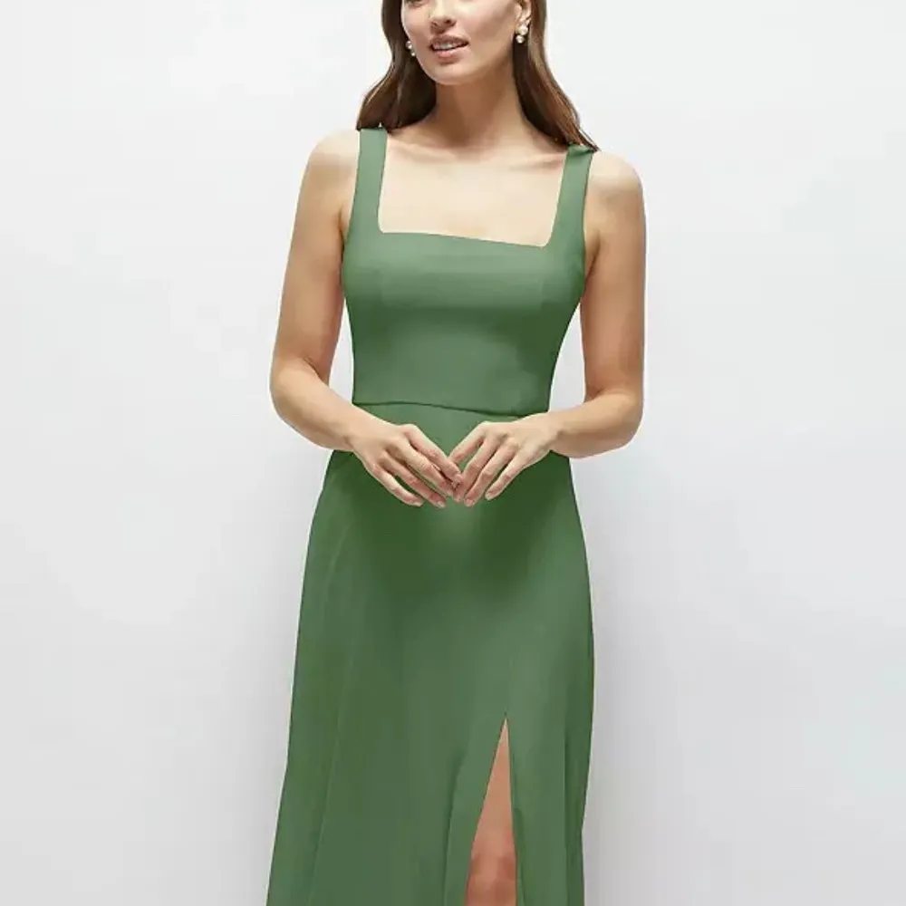 Thread Square Neck Chiffon Maxi‎ Dress With Circle Skirt Size 10 Green - Image 7