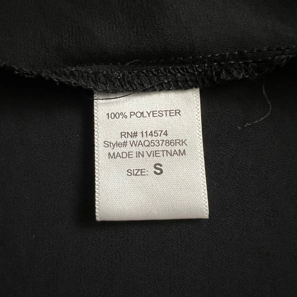 Women’s Bellatrix Black Short Sleeve Blouse Pink Peter Pan Pearl Beaded Collar S - Image 4