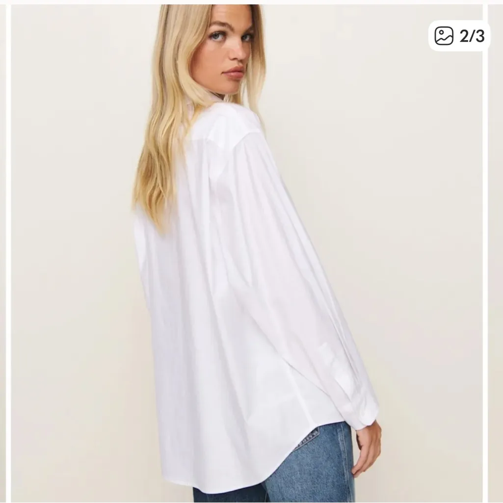 EUC Reformation Eli Oversized Shirt size small white oversized - Image 2