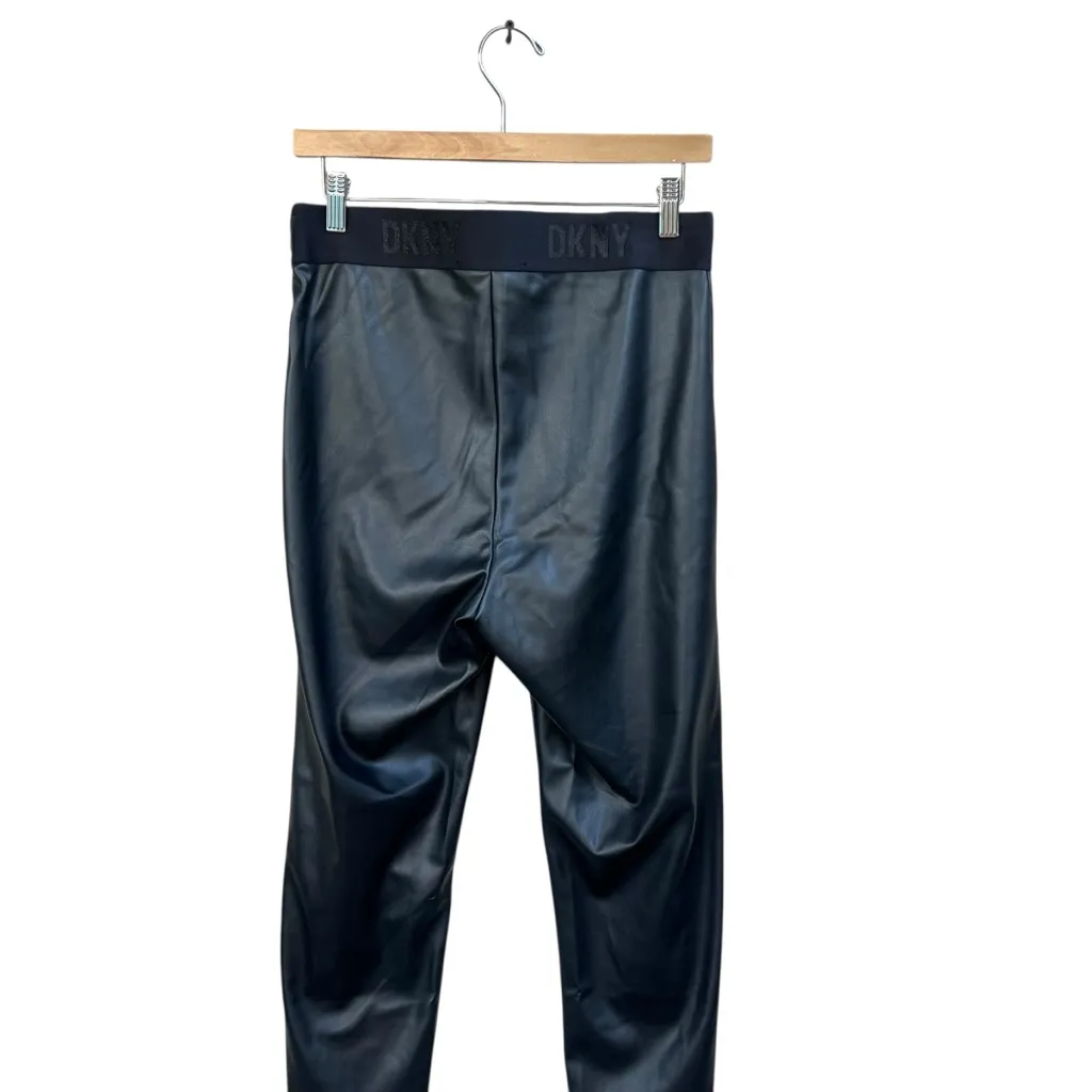 DKNY Black Faux Leather High Rise Skinny Leggings - Image 8