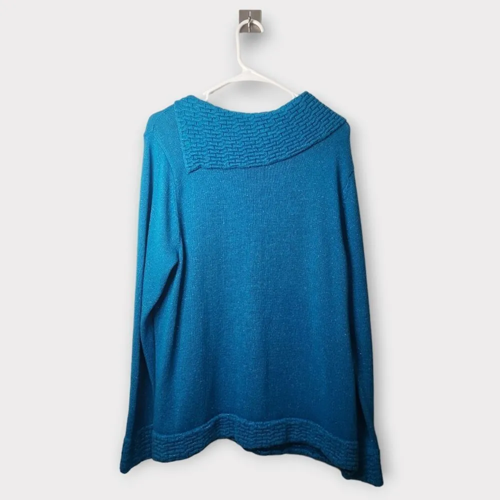 CJ Banks Sparkly Split Turtleneck Sweater 1X - Image 3