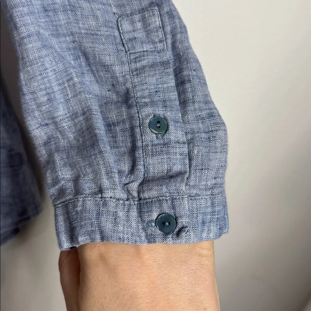 NIC+ZOE Textured Lagenlook Light Long Sleeve V-neck Button Down Linen Top size M - Image 3