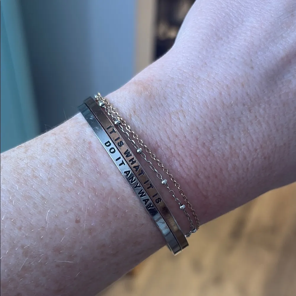 Inspirational Silver and Copper Gold Cuff Bracelet Set - Image 5