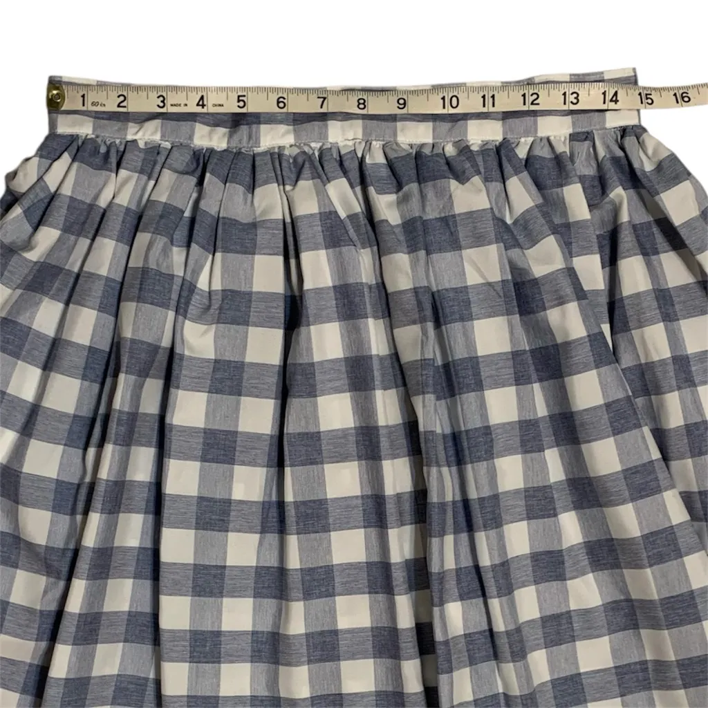 NWOT Unique Vintage 1950s Blue & White Gingham High Waist Swing Skirt Size L - Image 6