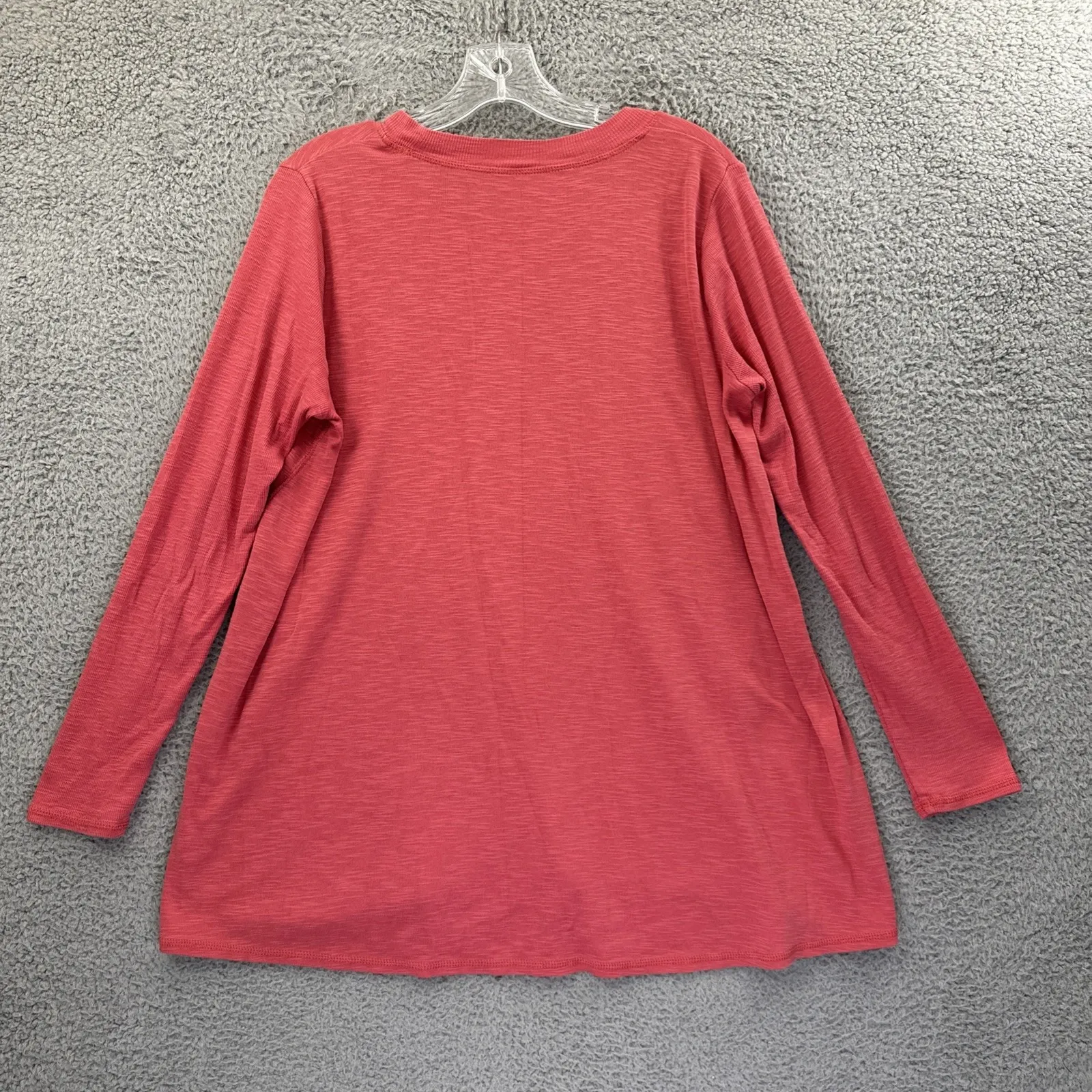 J.Jill Pima Scoop Neck Elliptical Tunic Long Sleeve Pink Pima Cotton Size Medium - Image 2