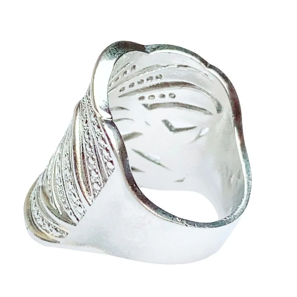 Gorgeous Cocktail Dinner Wide Stunning Ring Sz 8 - Image 2