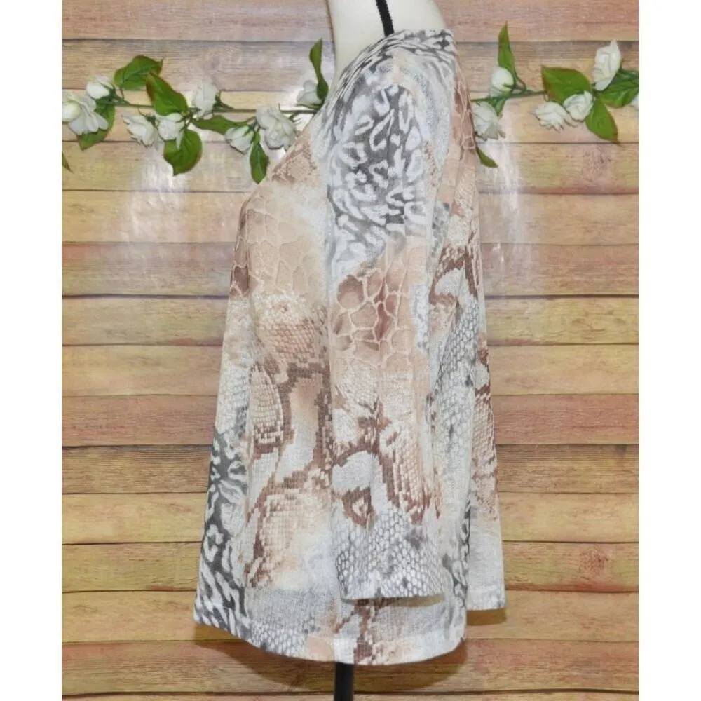 Alfred Dunner Ladies Sheer Lightweight Open Cardigan Size M Mixed Animal Prints - Image 6