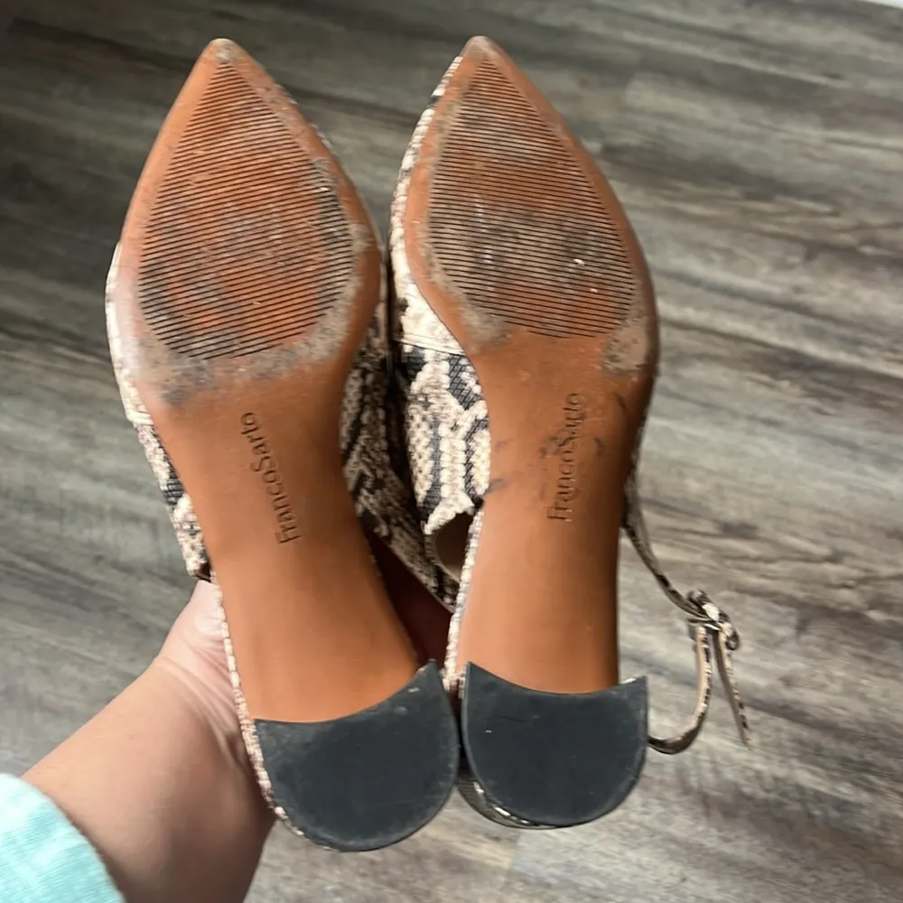 Franco Sarto Vickie Slingback Vanilla Snake Print Block Heel Sandal 9.5 🔥 - Image 6