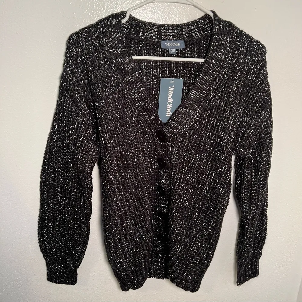 Modcloth Warming Signs Knit Cardigan Black - Image 5