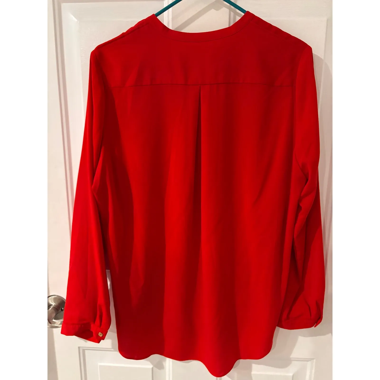 Calvin Klein Red Long Sleeve Collared Utility Pocket Tunic Shirt Women PL - Image 4