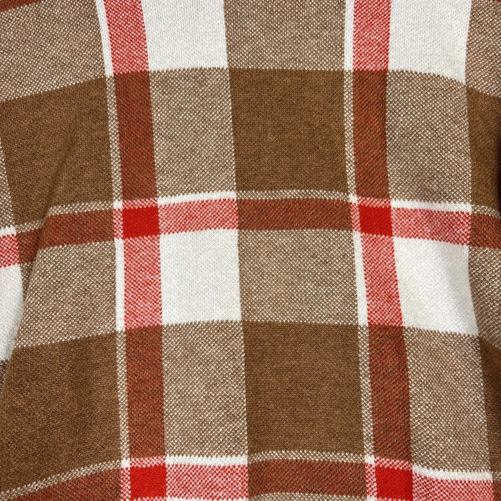 Tahari Womens Sweater Sz S Plaid Turtle Neck Brown Red Harvest Fall Winter Top - Image 3