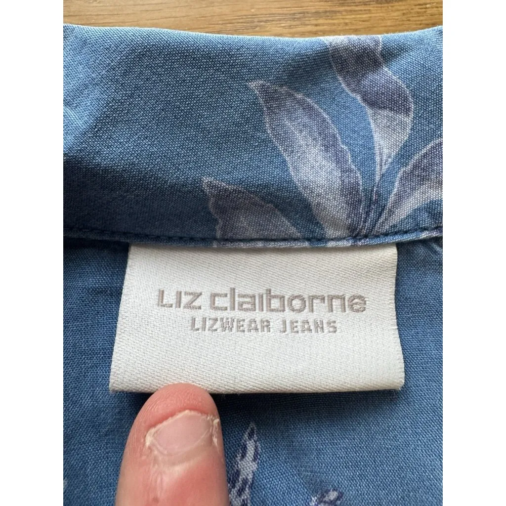 Women Liz Claiborne 16 Floral Button Down Shirt Tencel Summer Spring NWT - Image 5