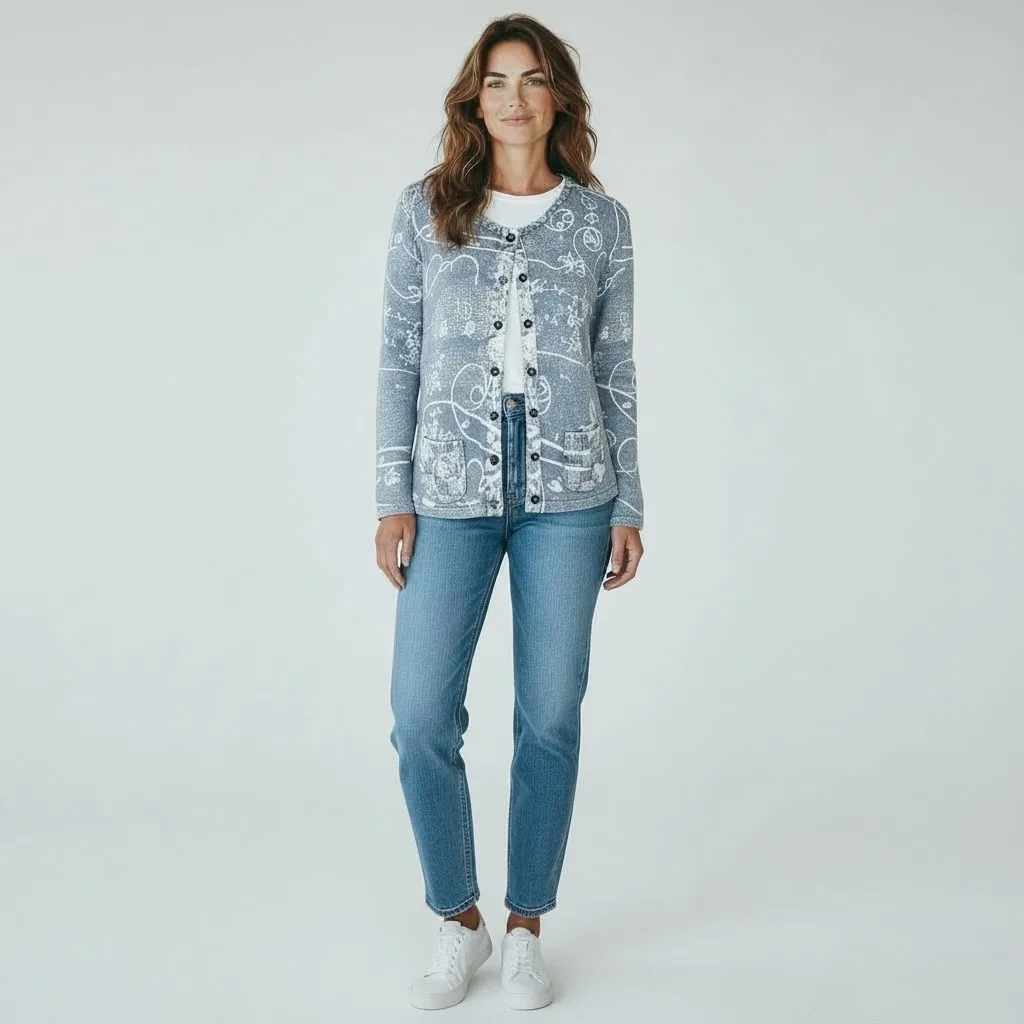 Sz M Piece of Blue Blue Artistic Button Up Cardigan 100% Cotton NWOT $233 MRP Size M - Image 3