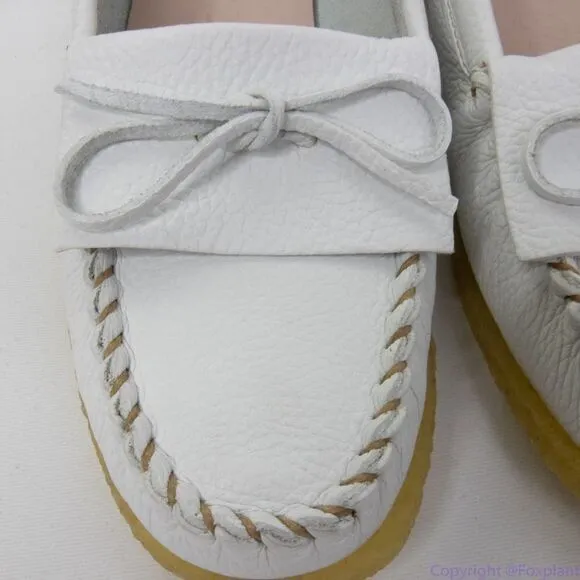 J. Crew Soft unlined‎ leather loafers, size 9, color white, new in box - Image 5