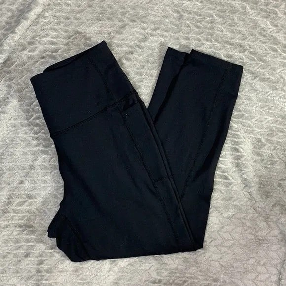 Go Flex Black High Waisted Mid Calf Crop Leggings Size L - Image 1