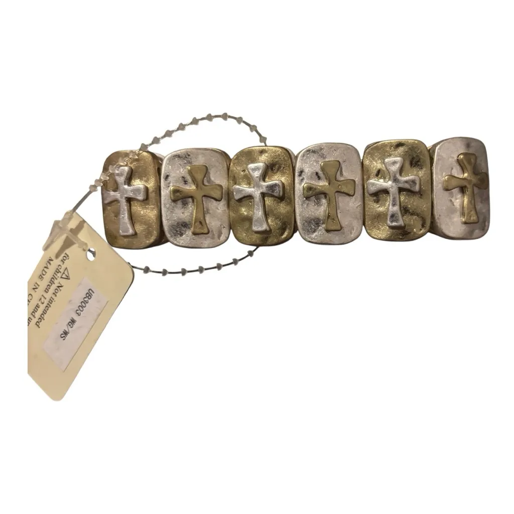 Gold and Silver Cross Bracelet - Image 3