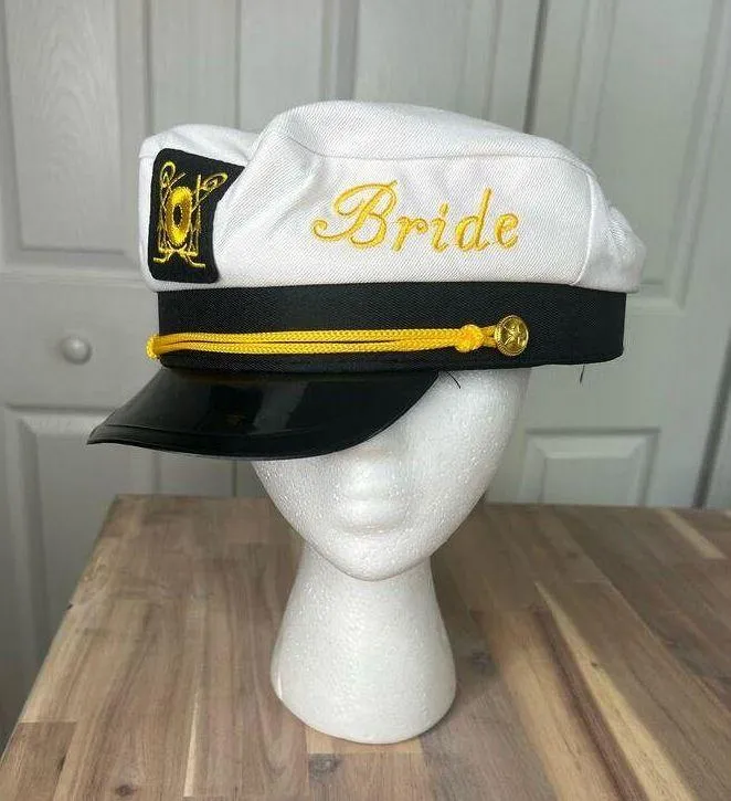 Bride Sailor Captain Nautical Hat Cruise Wedding Bachelorette Bridal Beach Party - Image 2