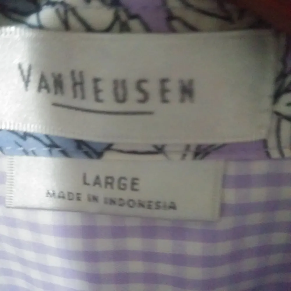 Van Heusen  L Lavender Checked Oxford Top - Image 3