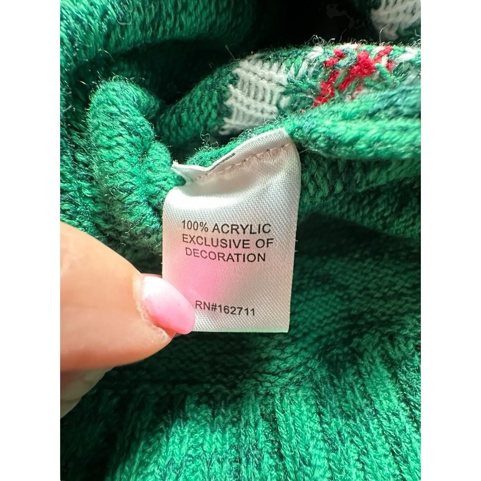 99 Jane Street XL Christmas Knit Green Sweater Cat‎ Appliqué Crew Neck #X9 - Image 11