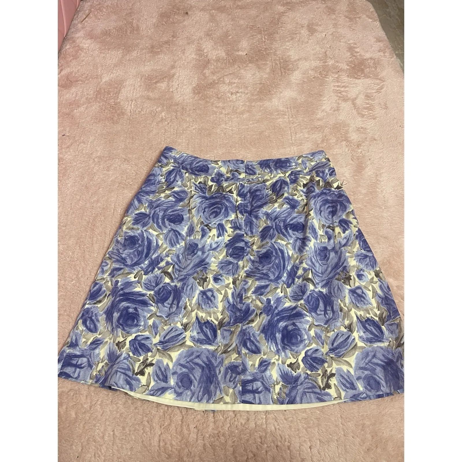 Talbots Blue Rose Floral Pleated Skirt With Belt Size 14P Springcore Bin11 - Image 6