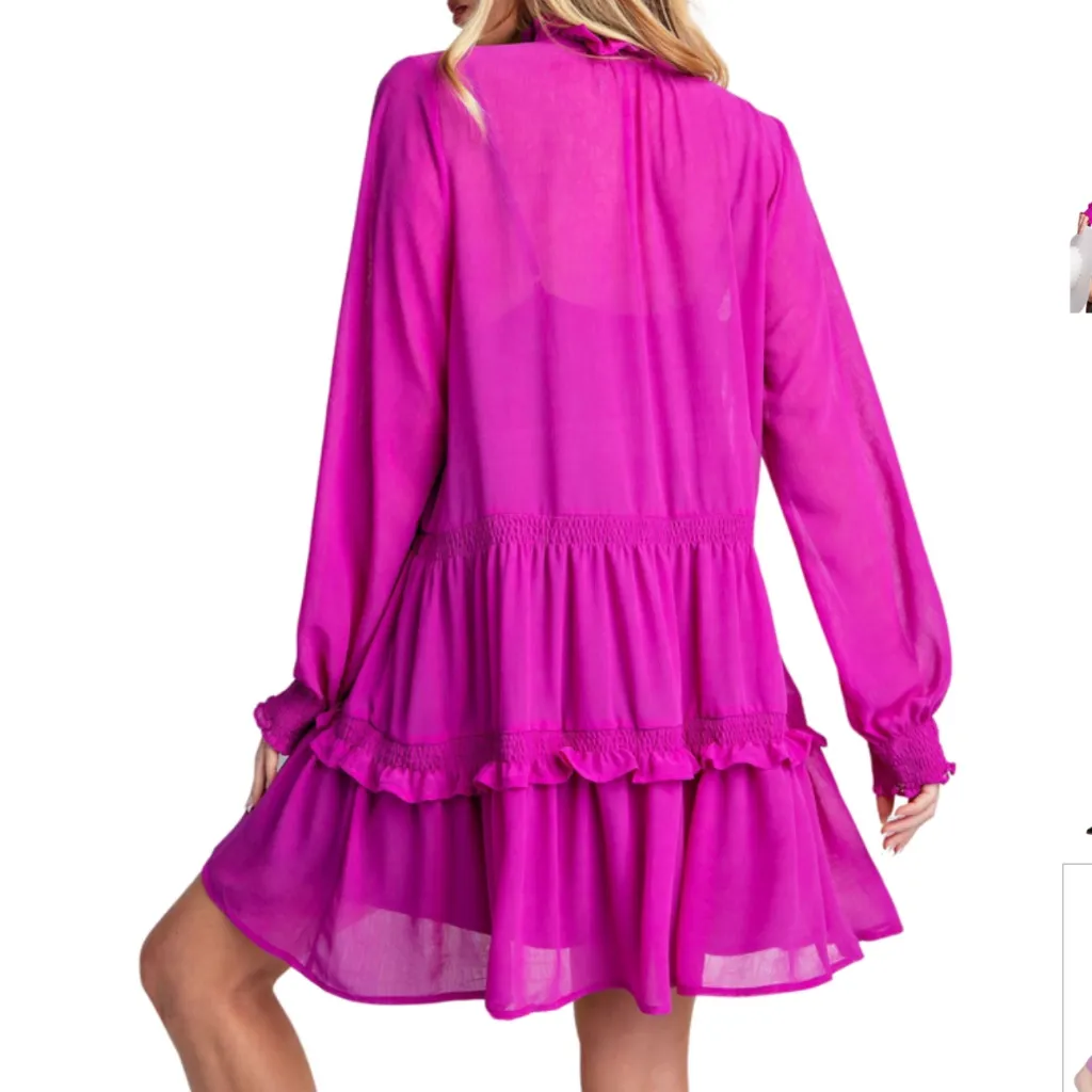 Rebecca Minkoff Tessa Tiered Dress in Beet sz Small NWT $248R - Image 5