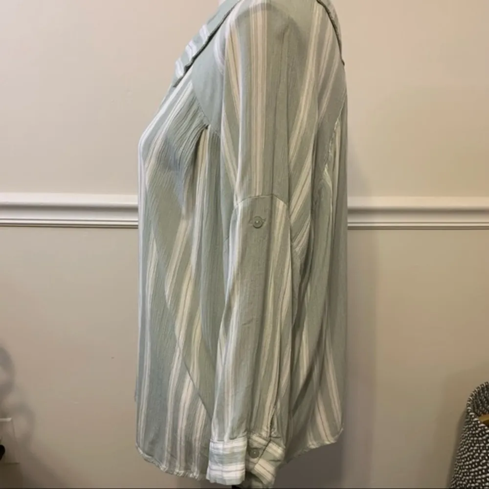 Umgee Striped Button Down Blouse L - Image 3