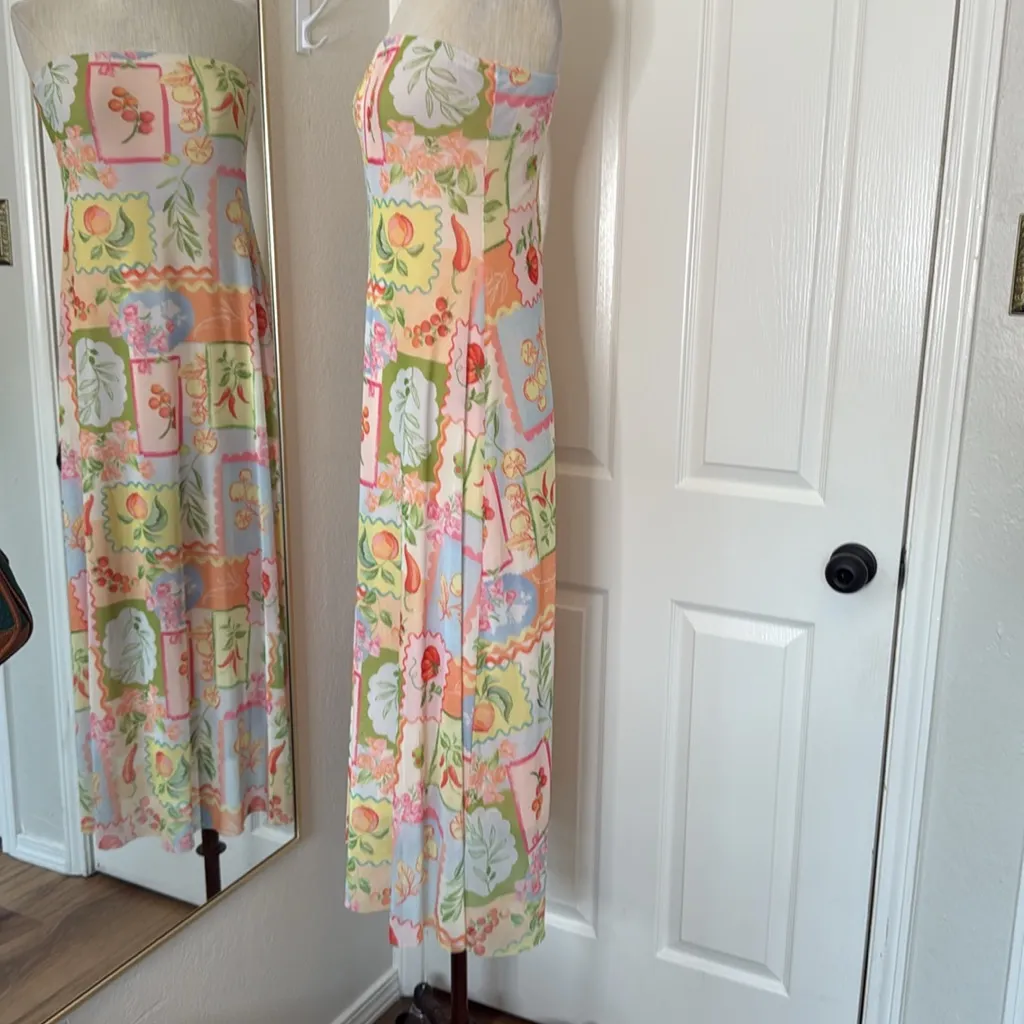 See You Monday fruit and veggie postcard print midi dress - Image 9