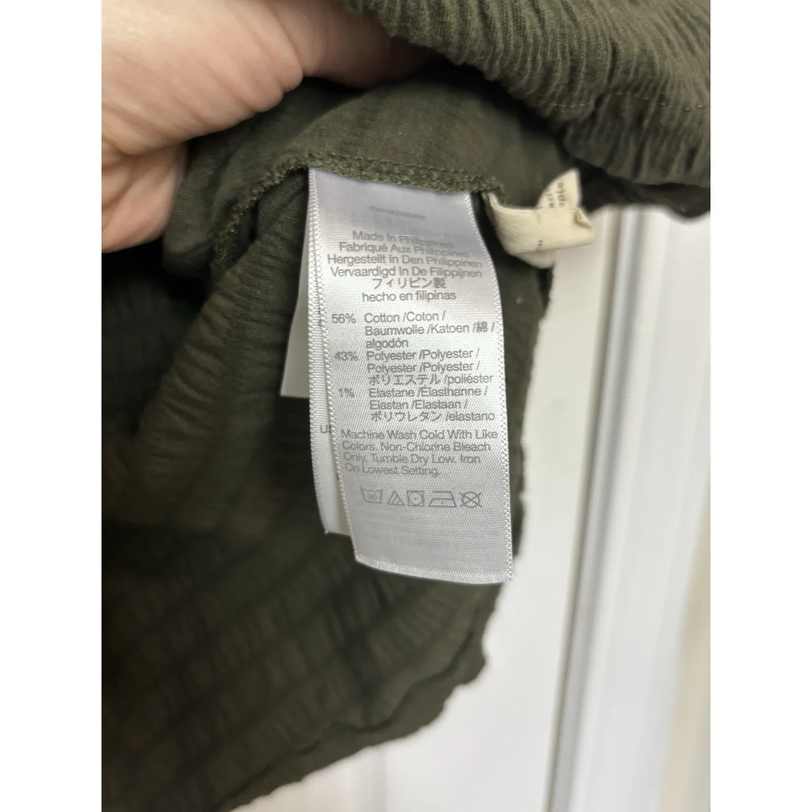 Madewell Green Crinkle Knit Tiered Mini Dress Size Large Babydoll Minimalist - Image 7