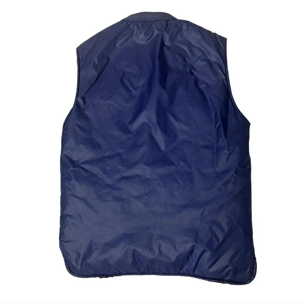 VINTAGE Vest 70s Style By Martini Navy Blue Snap Front Pockets Size Small - Image 5