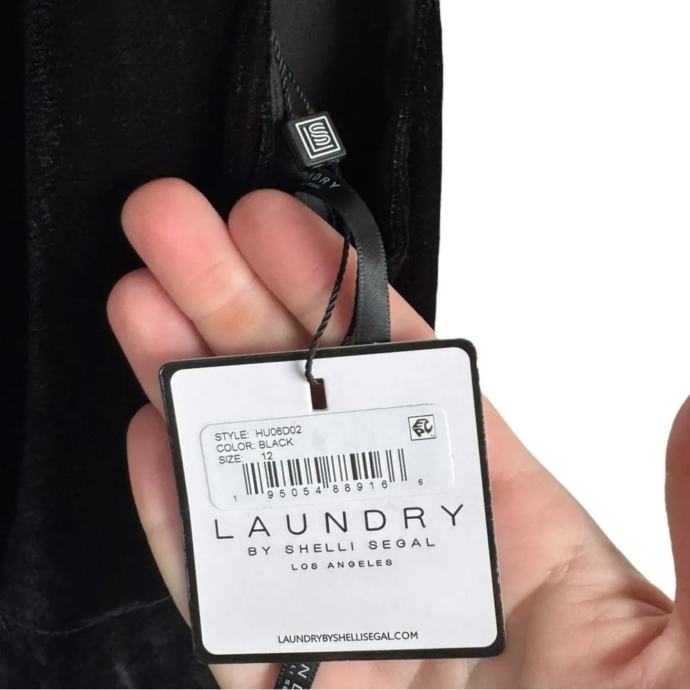 Laundry by Shelli Segal Velvet 12 Black One Shoulder‎ Cocktail Dress - Image 5