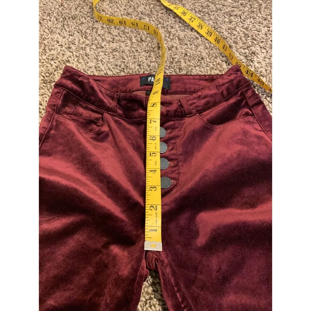 Paige Hoxton Ankle Peg Red Velvet Skinny Jeans Womens Sz 24 Button Fly - Image 12