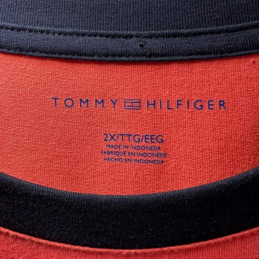 Tommy Hilfiger Logo Shoulder T-Shirt Dress Coral Navy Mini Sporty Women's Sz XXL - Image 3