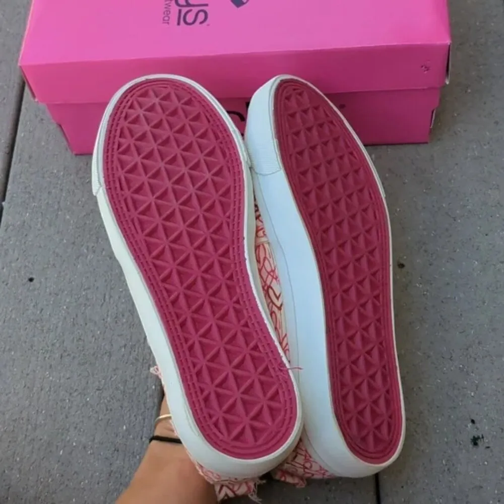 NWT Corky's Babalu Heart Print Slip On Sneakers Pink Size 8 - Image 9