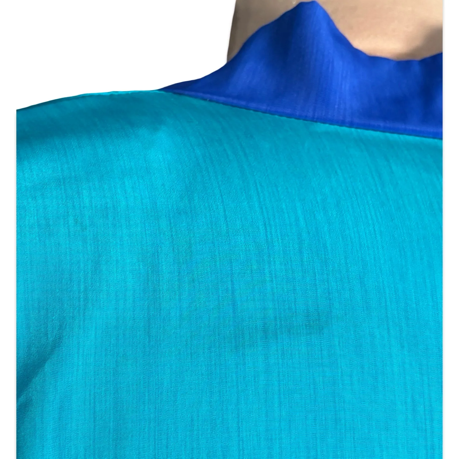 Vintage Barbara Gerwit Colorblock Open Front Jacket Cardigan Rainbow Striped Art Blue Size M - Image 8