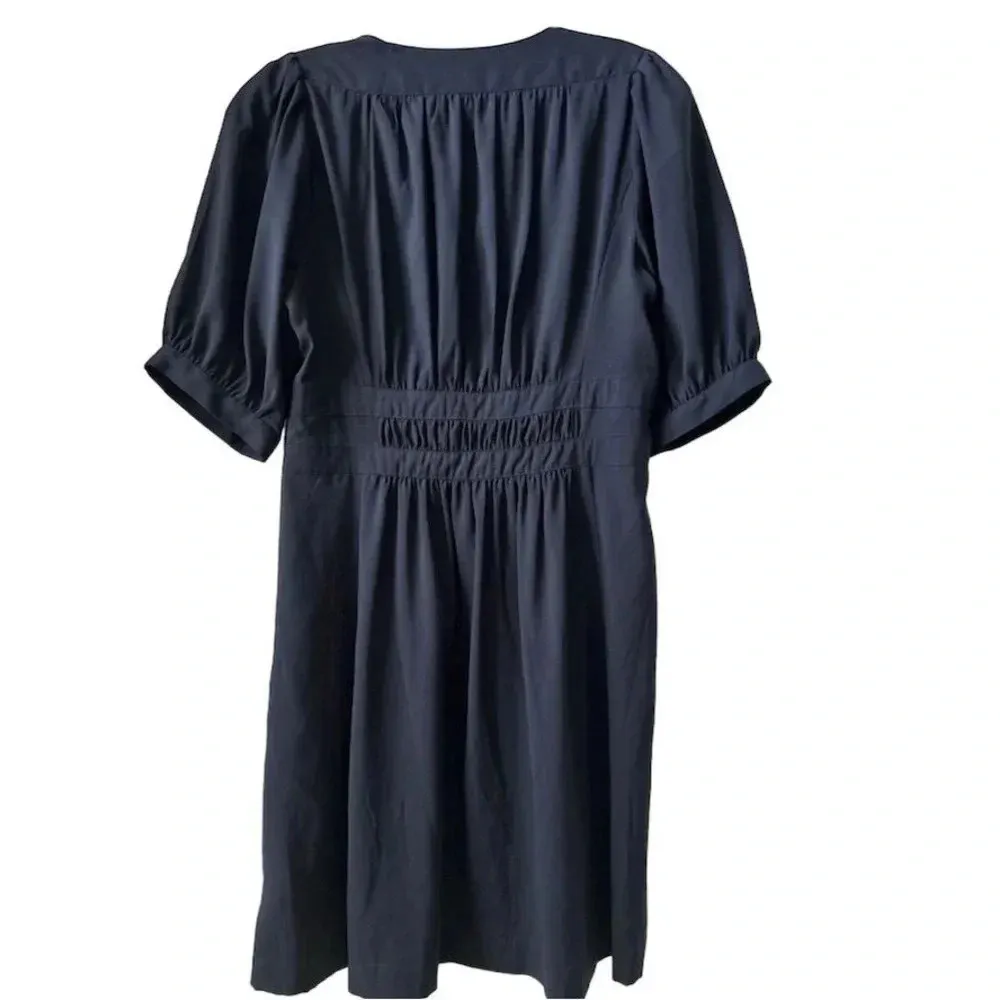 Banana Republic Ruched Waist V Neck Dress Navy Blue Knee Length Short Sleeve 6 - Image 2