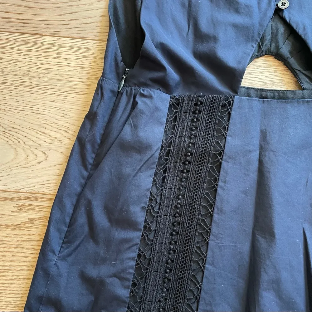 Thakoon Barney's Midi Cut Out Lace Dress Silk Sz 6 Blue - Image 4