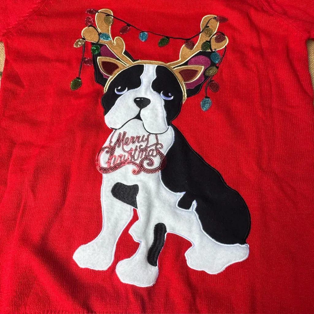 Poof! Red Christmas Sweater with Candy Cane Design Large - Image 8