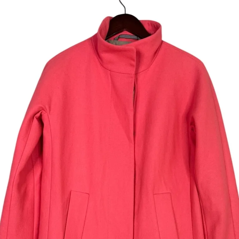 J. Crew Chic City Wool Blend Hidden Button Down Pea Coat Pockets Lined 4 Pink - Image 2
