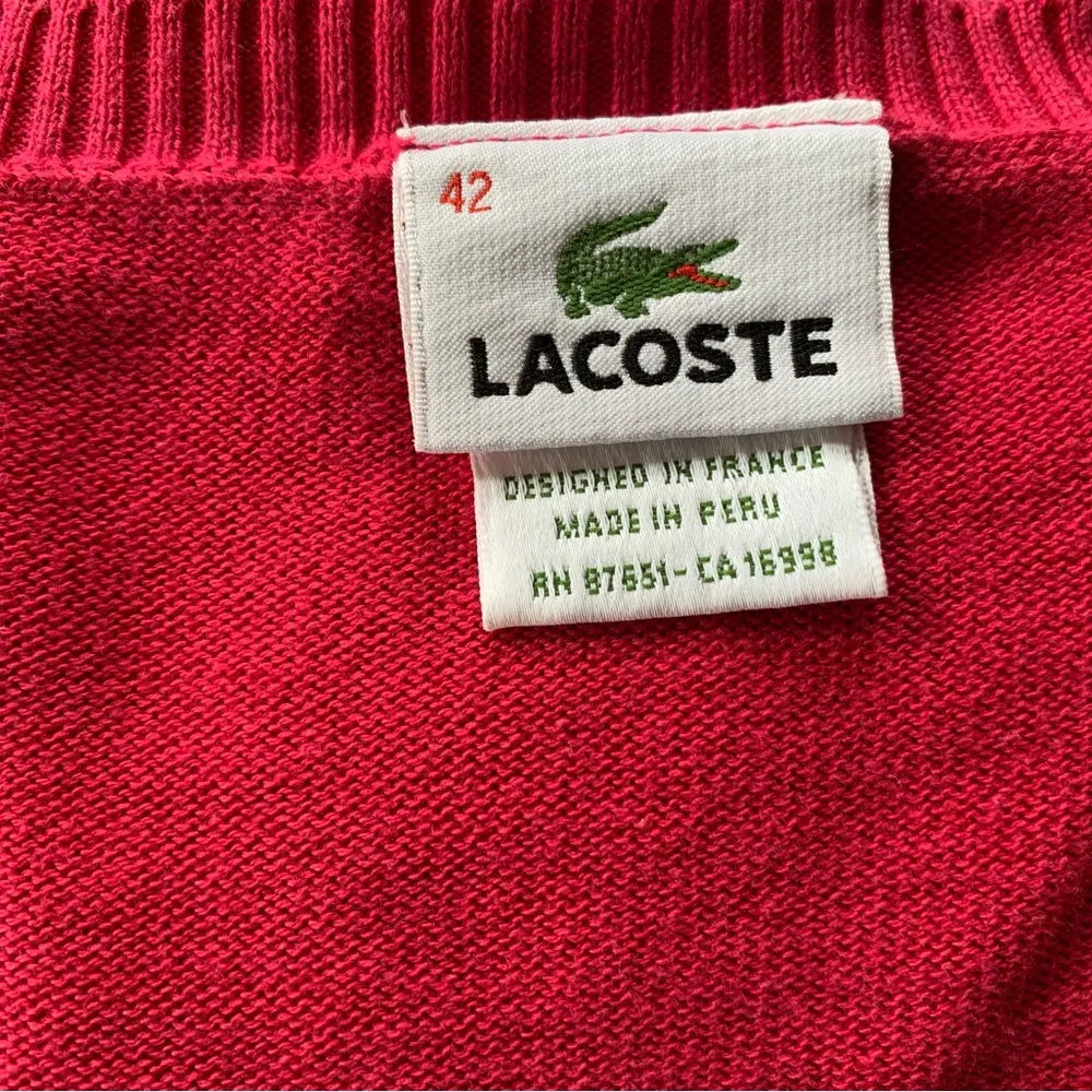 Lacoste  Rose Pink V-Neck Sweater - Image 4