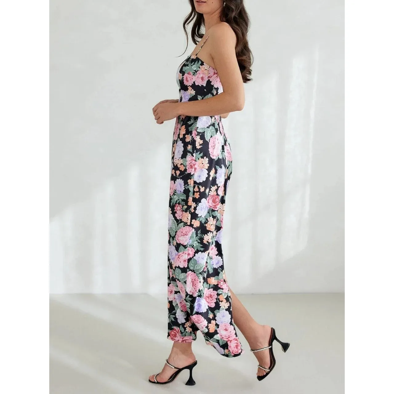 Park & Fifth Maxine Dress in Eden Black Floral Satin New size XL - Image 2