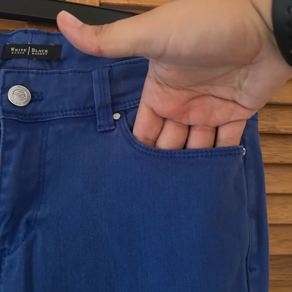 White House Black Market Women’s Blue Denim Slim Ankle Jeans Sz 4R - Image 4