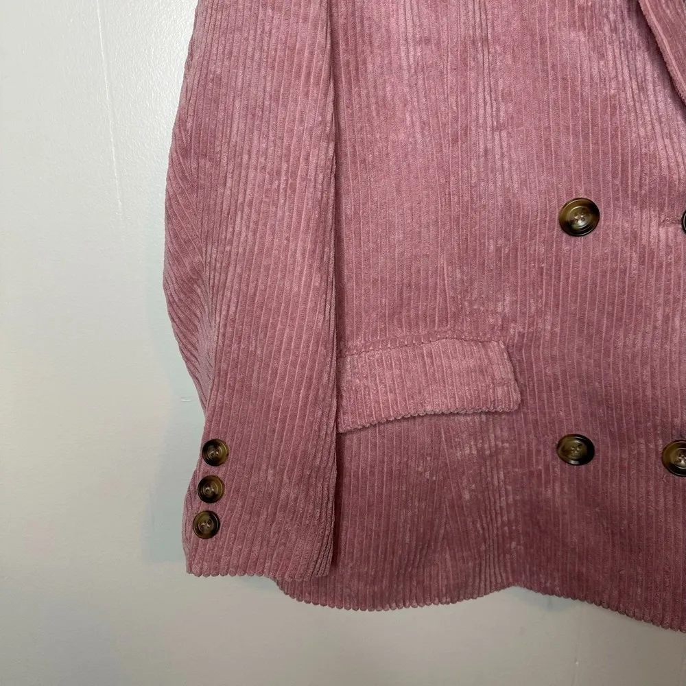 Kori America Corduroy Double Breasted Blazer Preppy Jacket Light Pink Large - Image 8